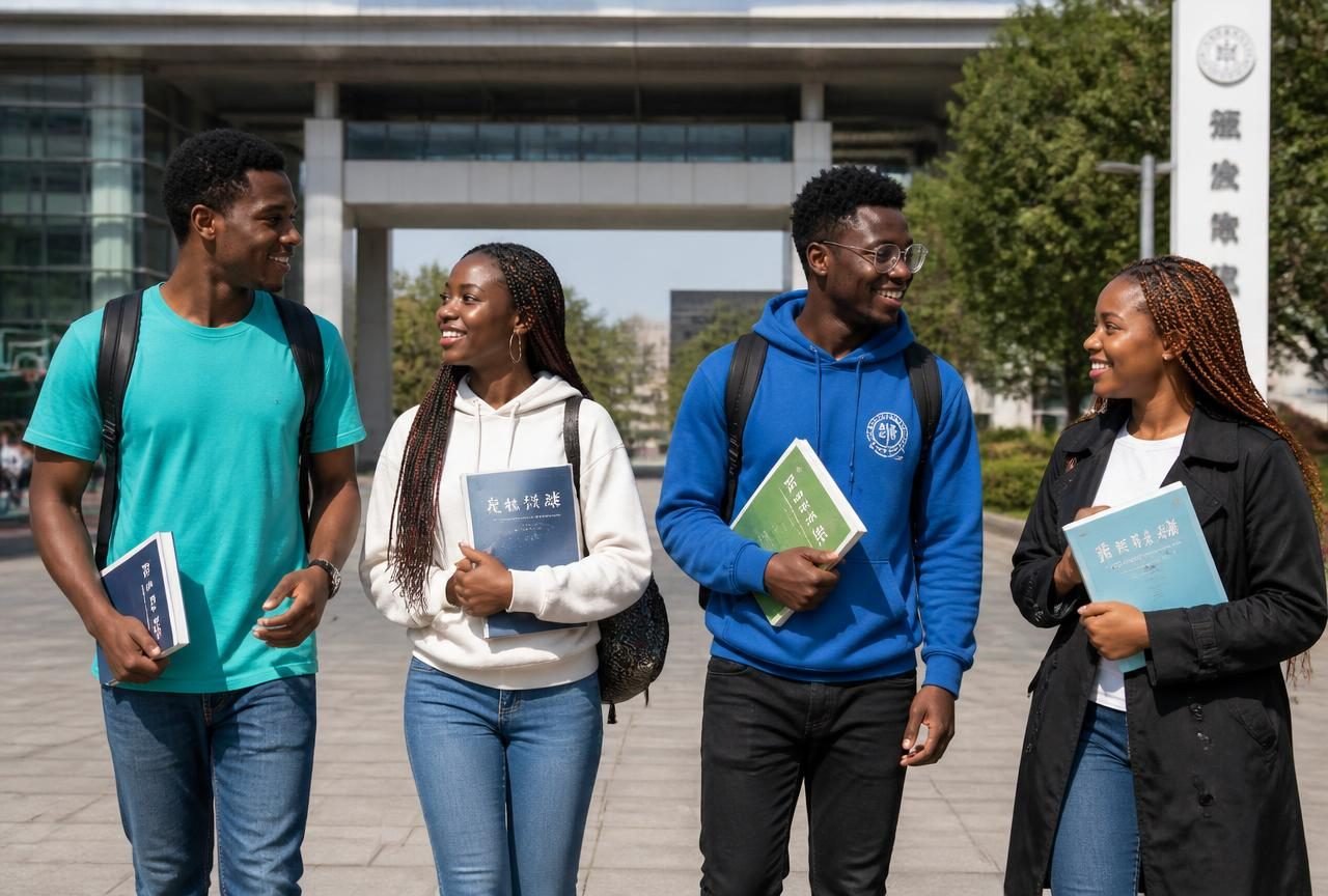 Estudantes africanos num campus universitário na China